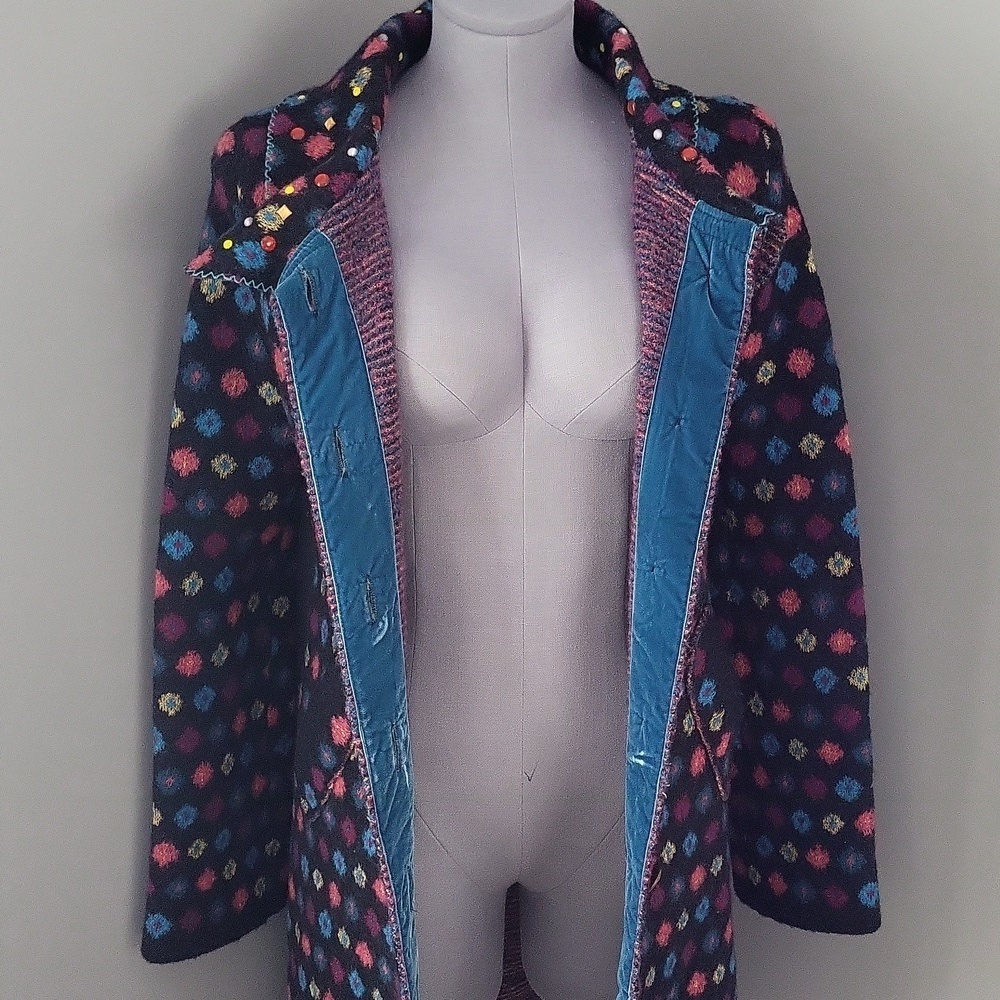 Louise Della Wool Coat Made In France Boho Statement Coat - Picture 10 of 14